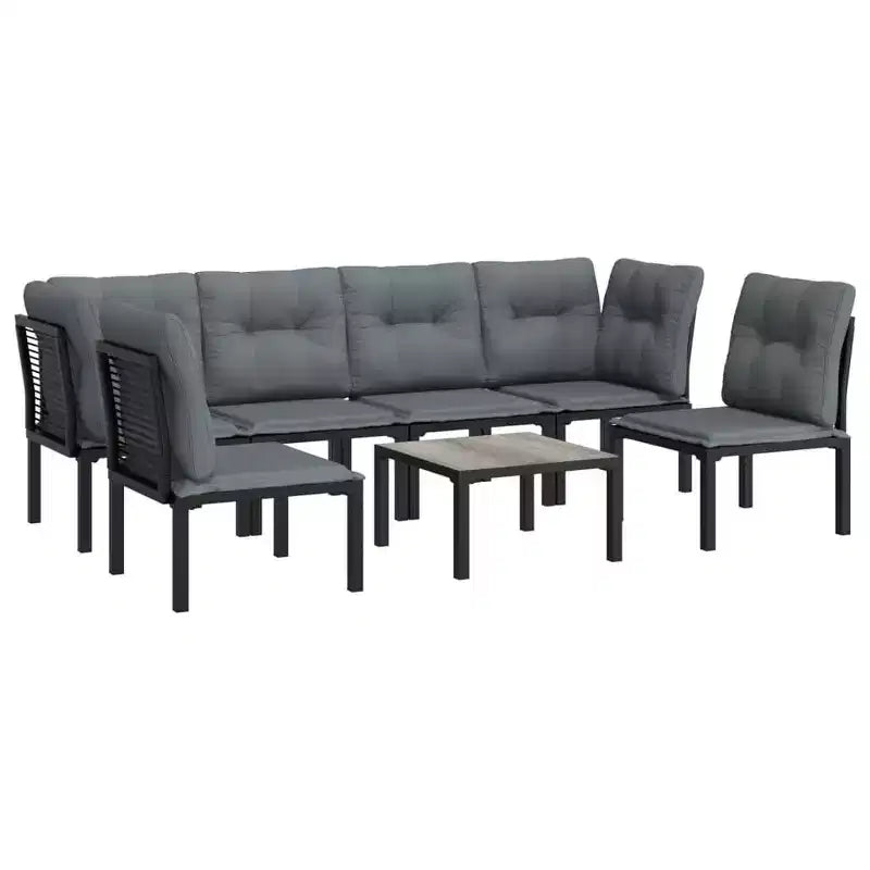 Ensemble de salon de jardin vidaXL, canapé modulable pour terrasse, en résine tressée noire et grise