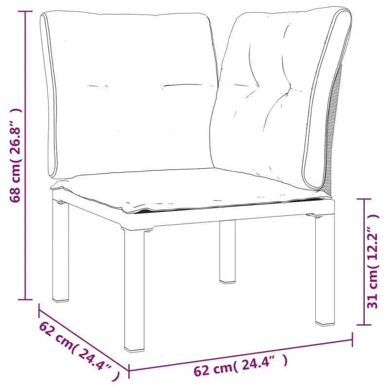 Ensemble de salon de jardin vidaXL, canapé modulable pour terrasse, en résine tressée noire et grise