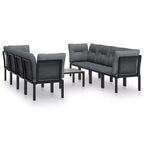vidaXL 9 Piece Patio Lounge Set Black and Gray Poly Rattan