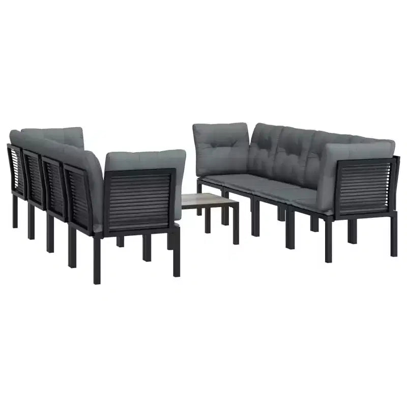 vidaXL 9-delige loungeset voor de patio, zwart en grijs polyrotan
