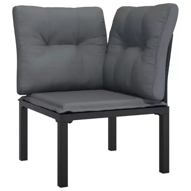 vidaXL 9-delige loungeset voor de patio, zwart en grijs polyrotan
