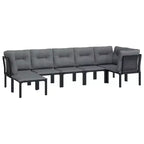 vidaXL 7-delige loungeset voor op het terras, zwart en grijs polyrotan