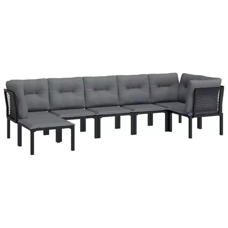 vidaXL 7-delige loungeset voor op het terras, zwart en grijs polyrotan