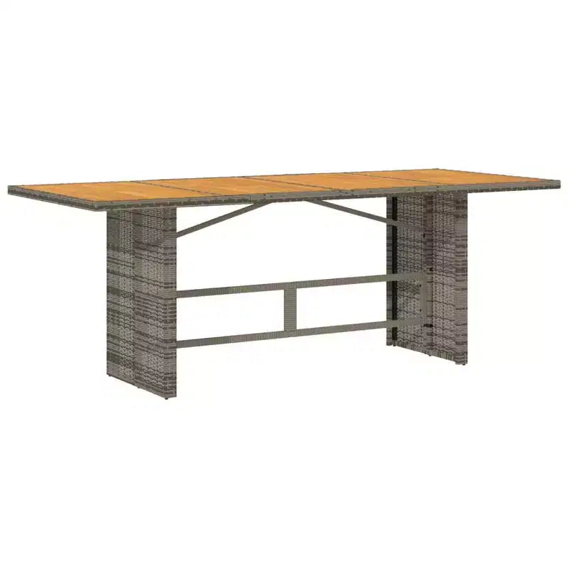 vidaXL 7-delige eethoek voor buiten – tafel van PE-polyrotan en acaciahout, marineblauwe kussens, grijs, weerbestendig, comfortabel