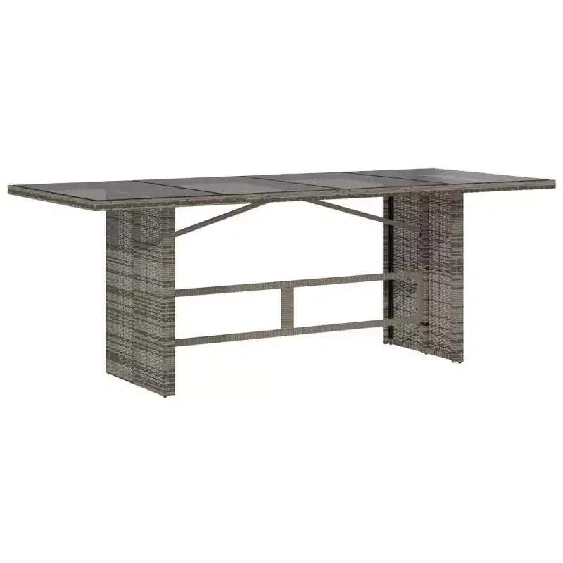 vidaXL 9-Piece Outdoor Dining Set - Gray Poly Rattan with Adjustable Chairs, Navy Cushions & Tempered Glass Table