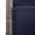 vidaXL 9-Piece Outdoor Dining Set - Gray Poly Rattan with Adjustable Chairs, Navy Cushions & Tempered Glass Table