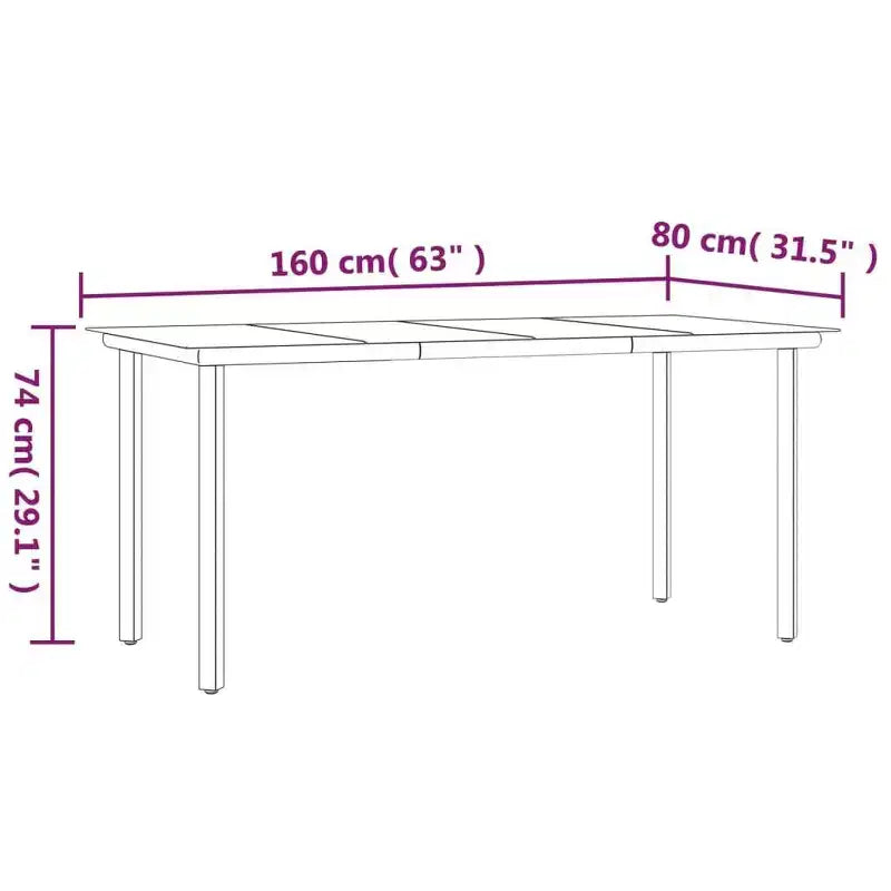 vidaXL tuin-eetset van zwart staal, PE-rattan, standaard stapelbaar - zwart, tafellengte 63, 6-delig