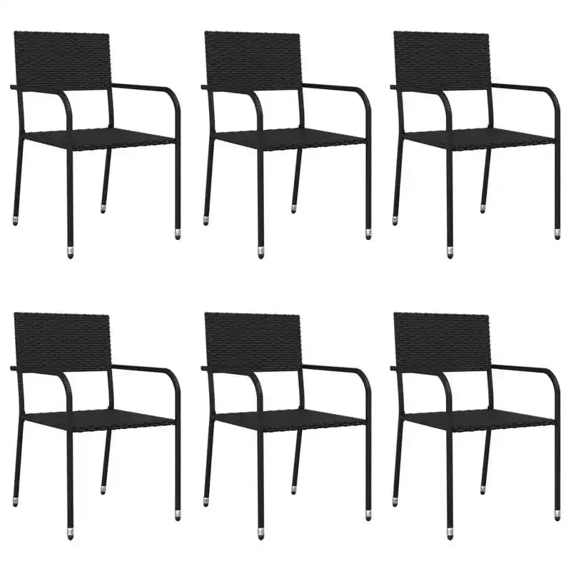 vidaXL tuin-eetset van zwart staal, PE-rattan, standaard stapelbaar - zwart, tafellengte 63, 6-delig