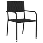 vidaXL tuin-eetset van zwart staal, PE-rattan, standaard stapelbaar - zwart, tafellengte 63, 6-delig