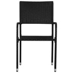 vidaXL tuin-eetset van zwart staal, PE-rattan, standaard stapelbaar - zwart, tafellengte 63, 6-delig