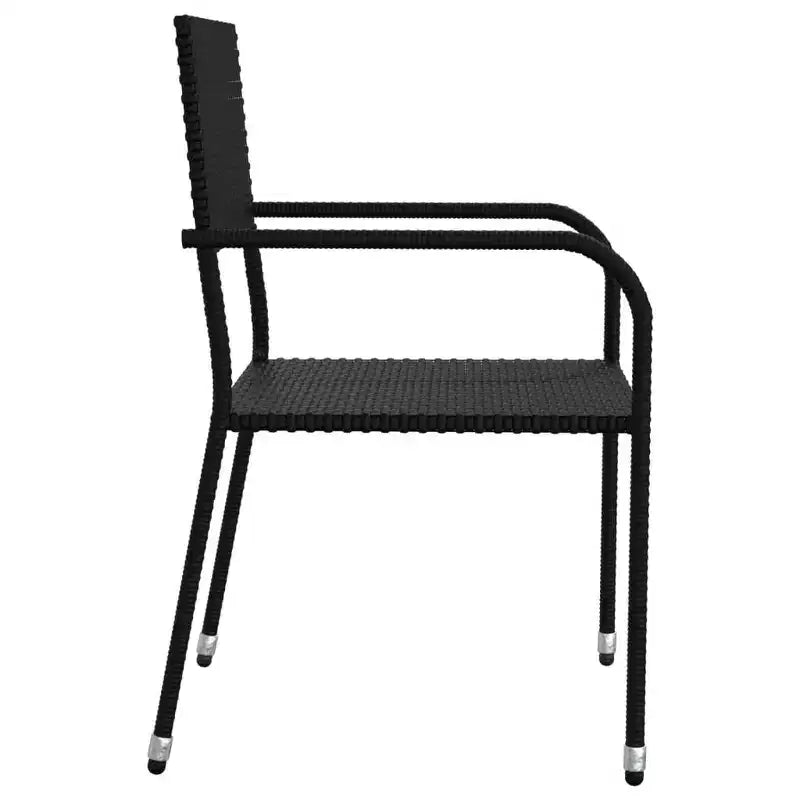 vidaXL tuin-eetset van zwart staal, PE-rattan, standaard stapelbaar - zwart, tafellengte 63, 6-delig