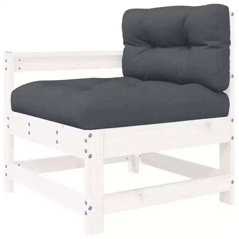 vidaXL loungeset voor buiten met kussens, 8-delige tuinmeubelset van massief hout – wit grenenhout