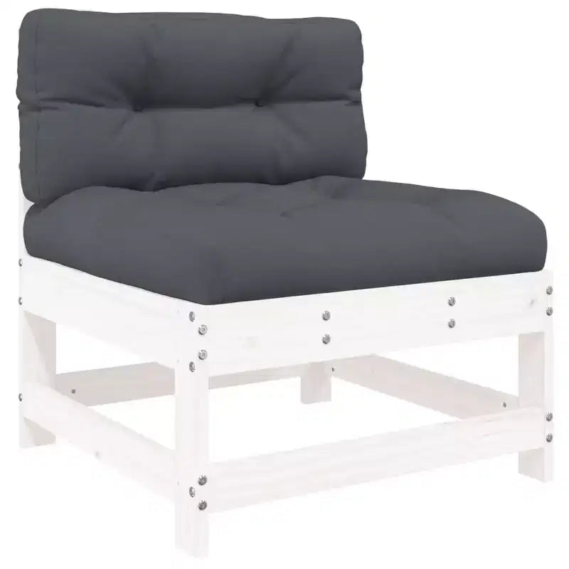 vidaXL loungeset voor buiten met kussens, 8-delige tuinmeubelset van massief hout – wit grenenhout