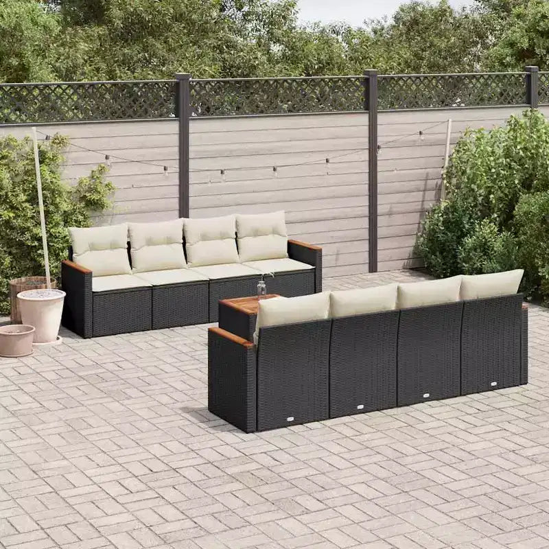 vidaXL grote modulaire tuinbankset van zwart en crèmewit PE-rattan
