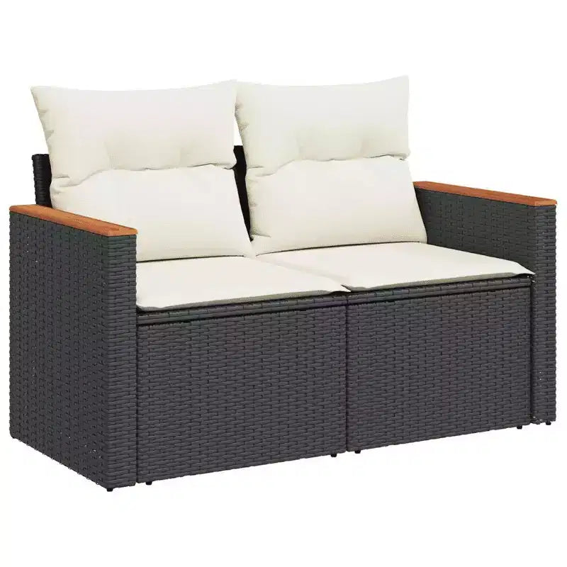vidaXL grote modulaire tuinbankset van zwart en crèmewit PE-rattan