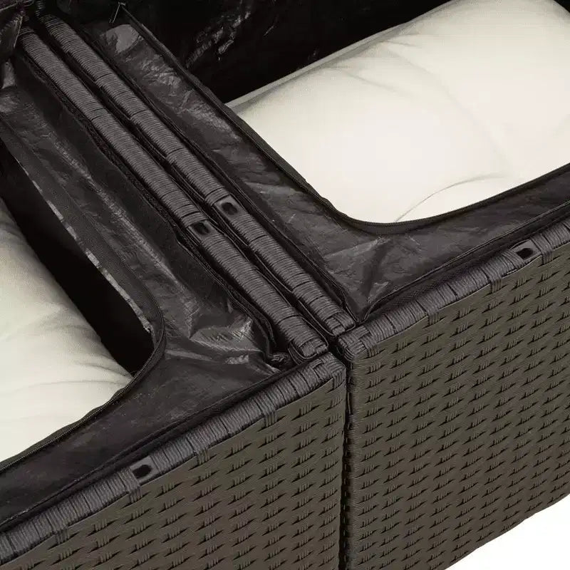 vidaXL grote modulaire tuinbankset van zwart en crèmewit PE-rattan