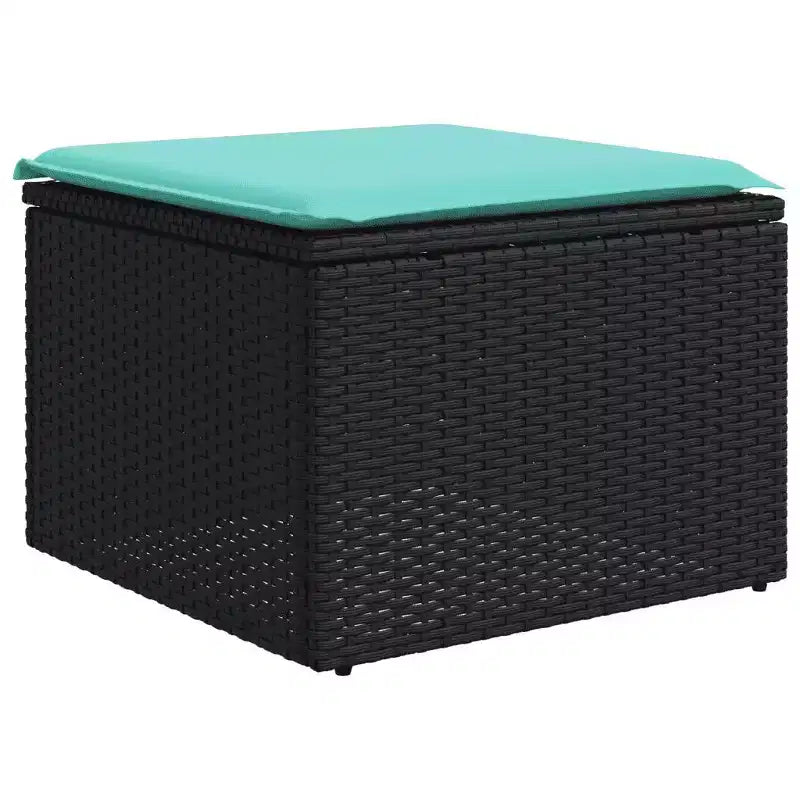 vidaXL loungeset voor de patio met kussens, tafel en banken, 8-delig, polyrotan - zwart