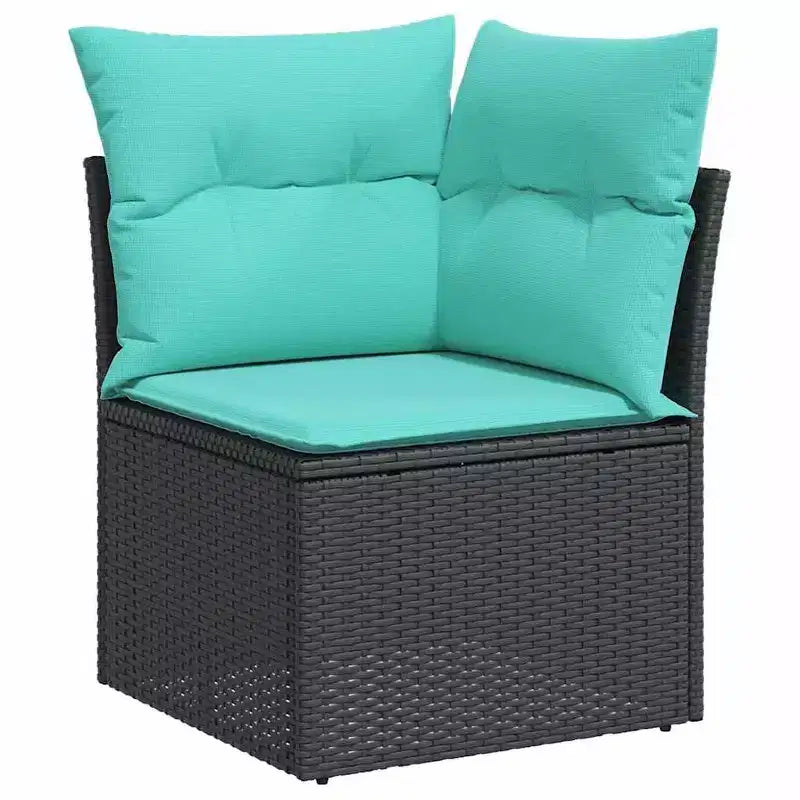 vidaXL loungeset voor de patio met kussens, tafel en banken, 8-delig, polyrotan - zwart