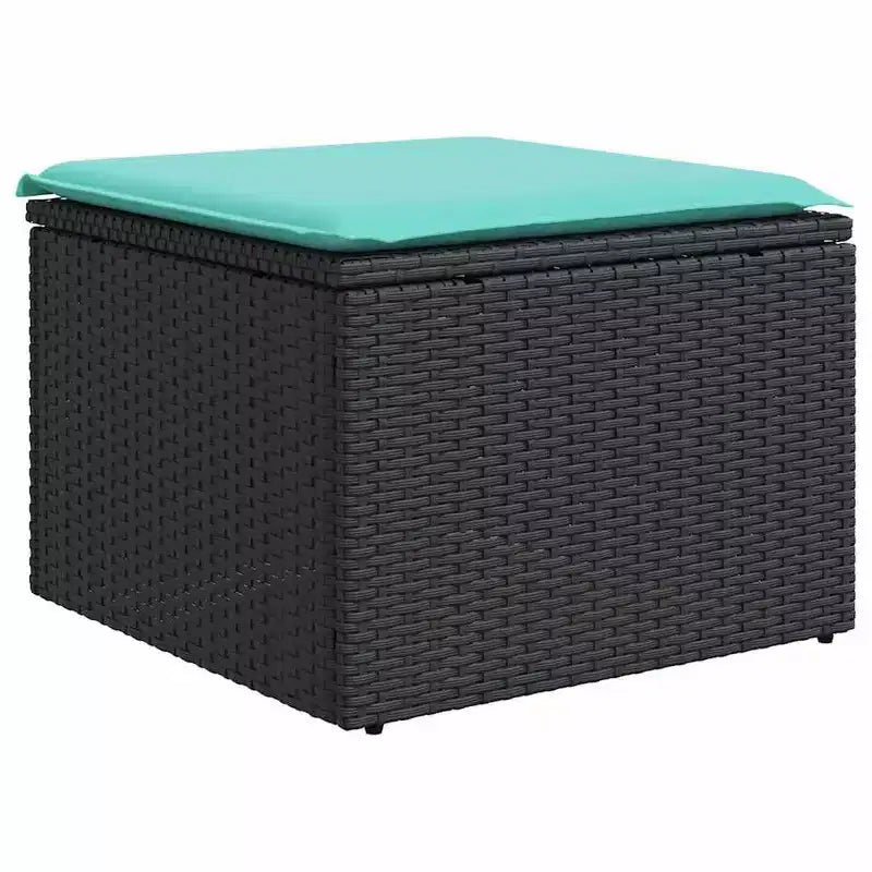 vidaXL loungeset voor de patio met kussens, tafel en banken, 8-delig, polyrotan - zwart