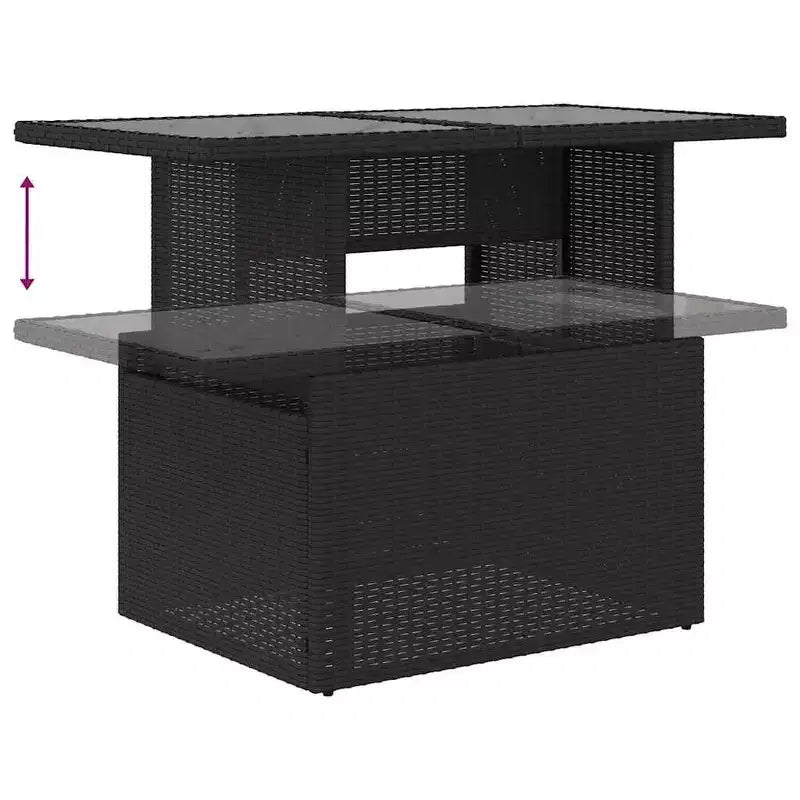 vidaXL loungeset voor de patio met kussens, tafel en banken, 8-delig, polyrotan - zwart