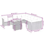 vidaXL modulaire tuinbankset van zwart PE-rattan, 11-delig