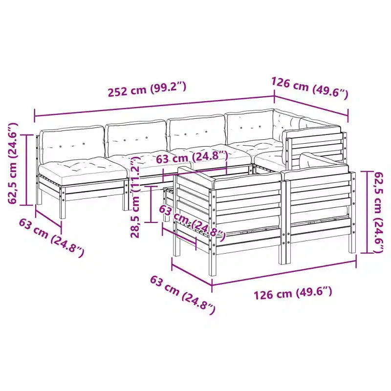vidaXL loungeset voor de tuin, wasbruin en crèmewit