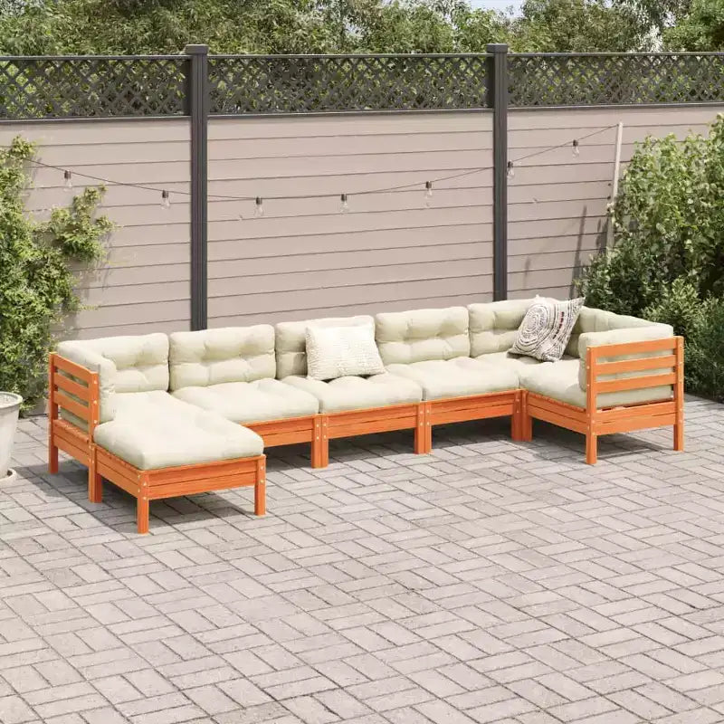 vidaXL Garden Sofa Set Wax brown Solid pine wood Large Modular