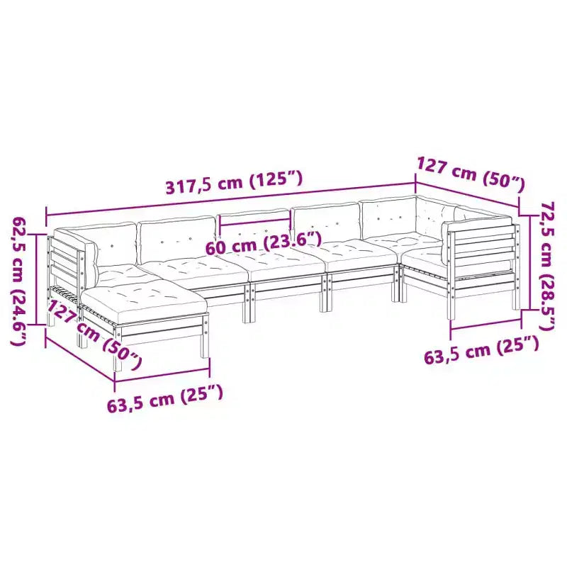vidaXL Garden Sofa Set Wax brown Solid pine wood Large Modular