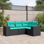 vidaXL Patio Sofa Set Black, Blue - Black and Blue Without Table