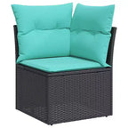 vidaXL Patio Sofa Set Black, Blue - Black and Blue Without Table