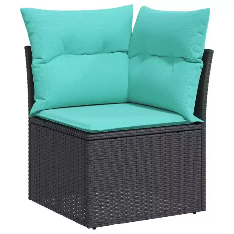 vidaXL Patio Sofa Set Black, Blue - Black and Blue Without Table