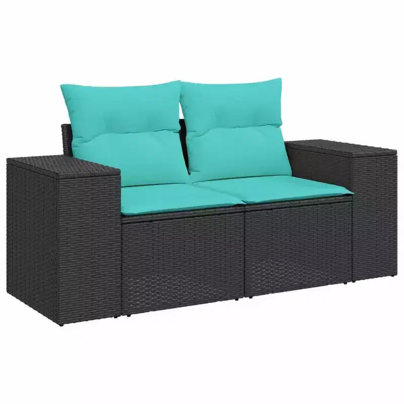 vidaXL Patio Sofa Set Black, Blue - Black and Blue Without Table