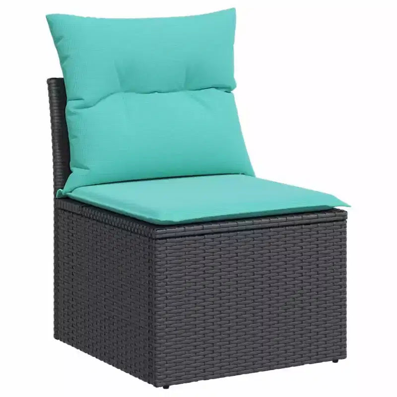 vidaXL Patio Sofa Set Black, Blue - Black and Blue Without Table
