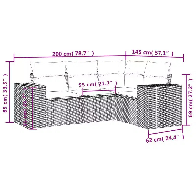 vidaXL Patio Sofa Set Black, Blue - Black and Blue Without Table