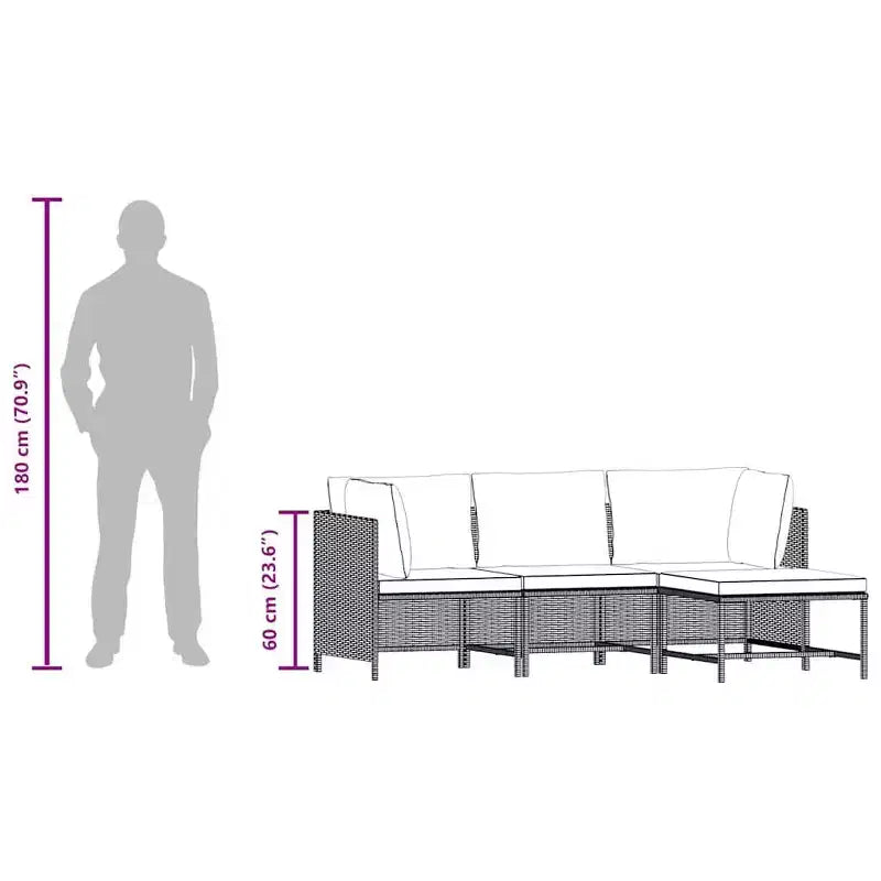 vidaXL 4-delige loungeset voor buiten - tuinmeubelen met kussens - weerbestendig polyrotan - grijs/antraciet - eenvoudig te reinigen en te onderhouden