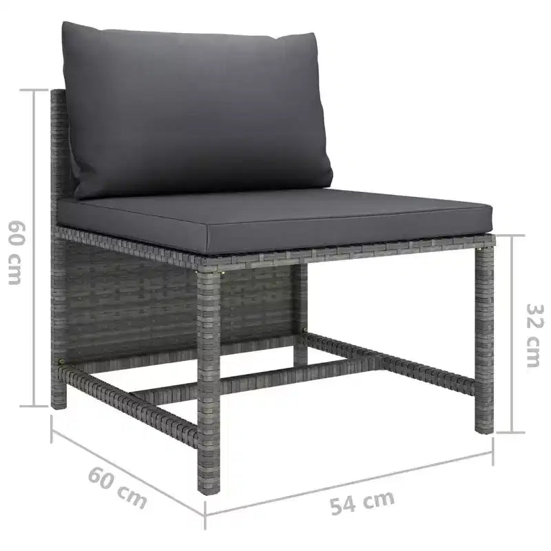 vidaXL 4-delige loungeset voor buiten - tuinmeubelen met kussens - weerbestendig polyrotan - grijs/antraciet - eenvoudig te reinigen en te onderhouden