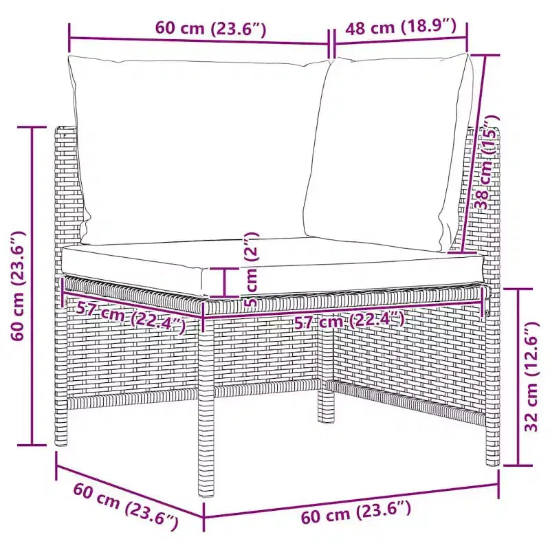 vidaXL 4-delige loungeset voor buiten - tuinmeubelen met kussens - weerbestendig polyrotan - grijs/antraciet - eenvoudig te reinigen en te onderhouden