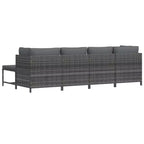 vidaXL 4-delige loungeset voor buiten - tuinmeubelen met kussens - weerbestendig polyrotan - grijs/antraciet - eenvoudig te reinigen en te onderhouden