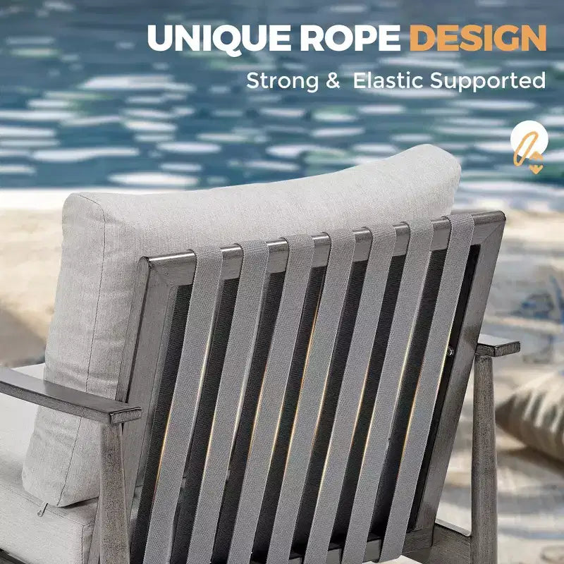 HAPPATIO 7 Pieces Outdoor Conversation Set with 1 Three-Seater Sofa, Coffee Table, Loveseat, 2 Sofas