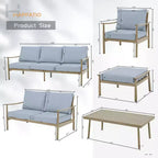 HAPPATIO 7 Pieces Outdoor Conversation Set with 1 Three-Seater Sofa, Coffee Table, Loveseat, 2 Sofas