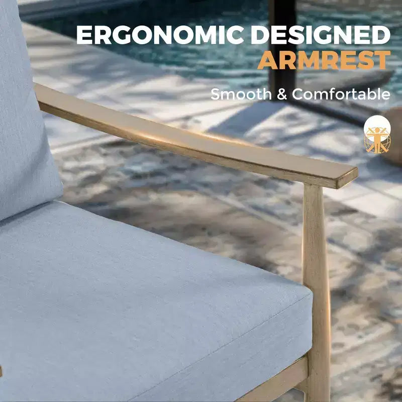 HAPPATIO 7 Pieces Outdoor Conversation Set with 1 Three-Seater Sofa, Coffee Table, Loveseat, 2 Sofas