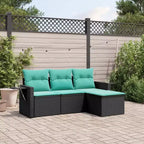 Ensemble de salon de jardin vidaXL noir, rotin PE bleu, acier thermolaqué, polyester