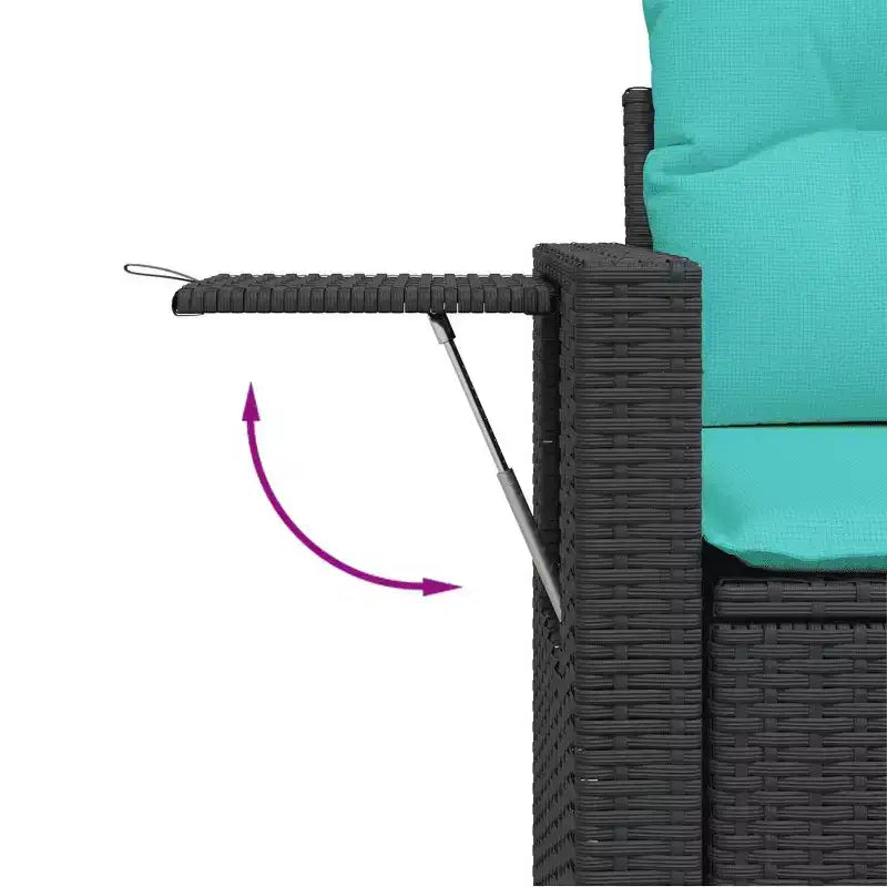 Ensemble de salon de jardin vidaXL noir, rotin PE bleu, acier thermolaqué, polyester
