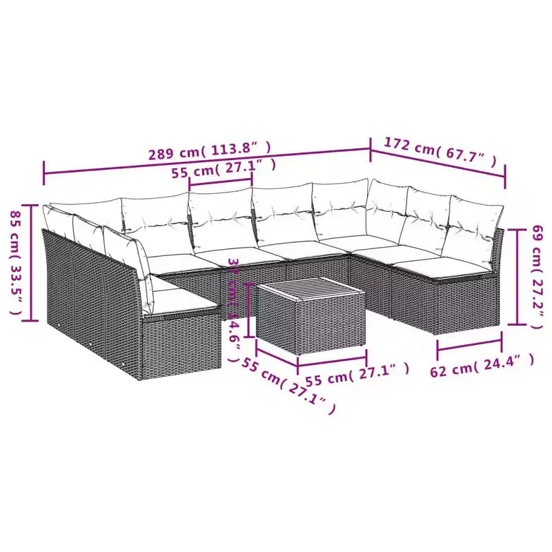 vidaXL tuinset zwart, crèmewit