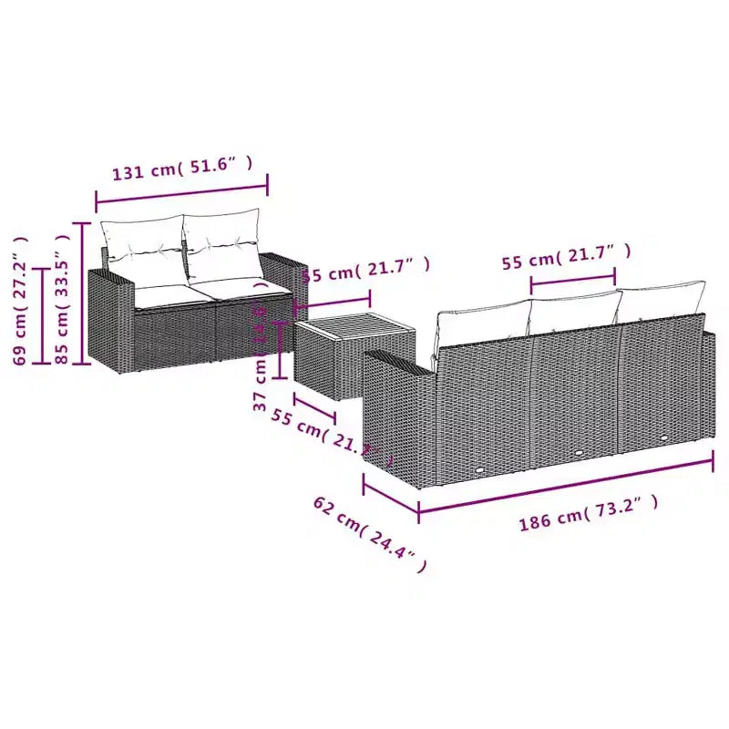 vidaXL Garden Sofa Set Black Poly Rattan Large Modular Garden Sofa Set