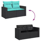 vidaXL 4 Piece Patio Sofa Set with Cushions Black Poly Rattan