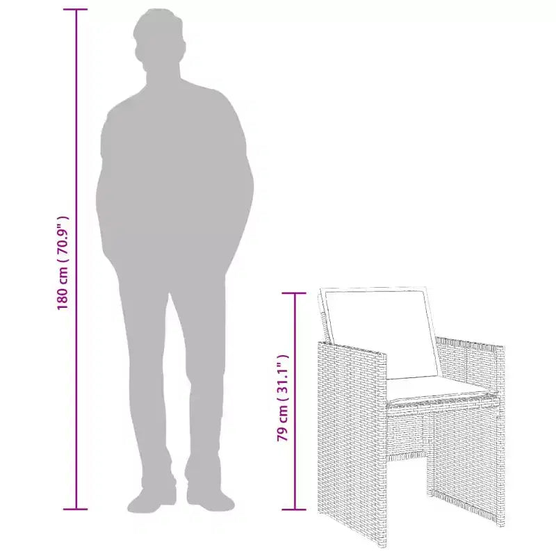 vidaXL 17 Piece Patio Dining Set with Cushions Gray Poly Rattan