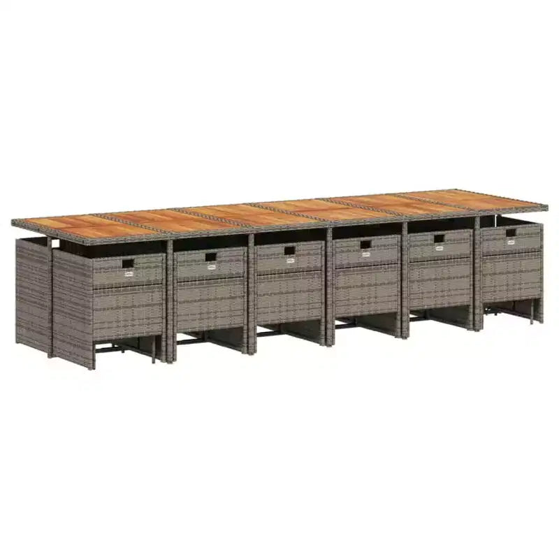 vidaXL 17 Piece Patio Dining Set with Cushions Gray Poly Rattan