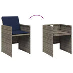 vidaXL 17 Piece Patio Dining Set with Cushions Gray Poly Rattan