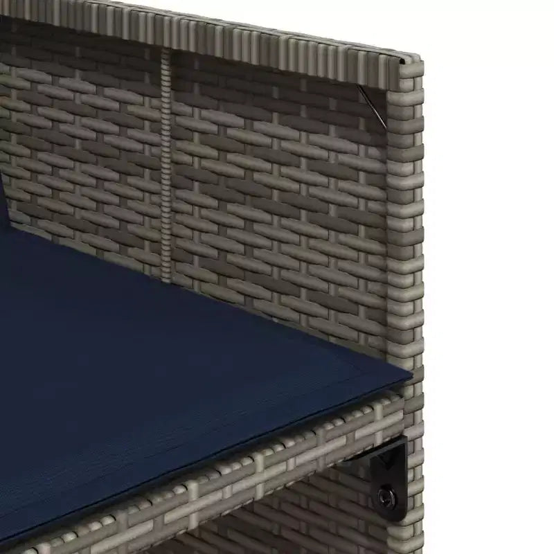 vidaXL eetkamerset voor op het terras, 7-delige buiteneettafel en stoelen, grijs en marineblauw PE-rattan